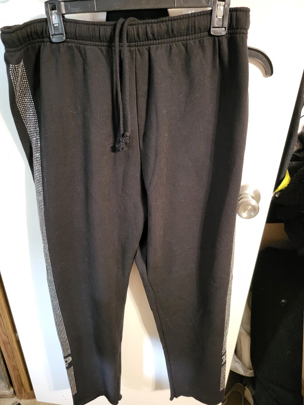 VICTORIAS SECRET PINK RHINESTONE RAW HEM HIGH WAIST JOGGERS SZ L